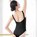 Daydance Teens Women Dance Leotards for Ballet, Tanks Sleeveless Gymnastic Leotards (Medium, Black Princess Vest)