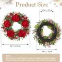 24" Christmas Wreath for Front Door Artificial Hydrangea Flowers Christmas Wreaths with Red Berries Pine Cones Norfolk Pine Cedar Decor for Winter Home Porch Wall Window Indoor Outdoor Xmas Decoration