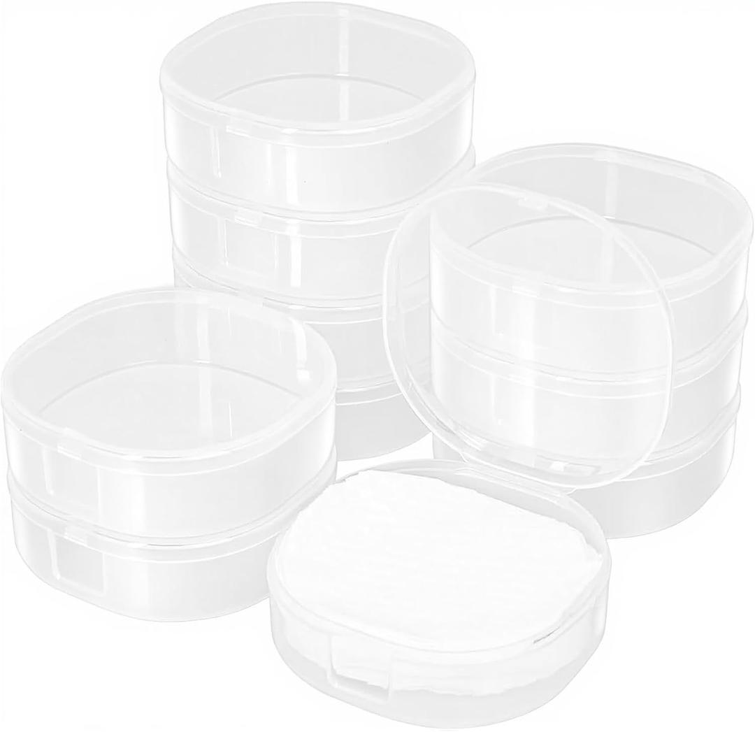 10-Pack Cotton Round Holder Travel Case, Portable Cotton Pad Holder with Snap Lids, Compact Toner Pad Travel Case for Makeup Remover Pads, Skincare Organizer for Purse, Gym, Bathroom
