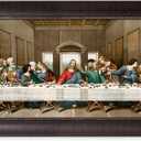 DECORARTS The Last Supper by Leonardo Da Vinci. Giclee Prints on Canvas with Matching Retro Style Brown Frame. Total Size w/Frame: 33x19, Ready to Hang. GY