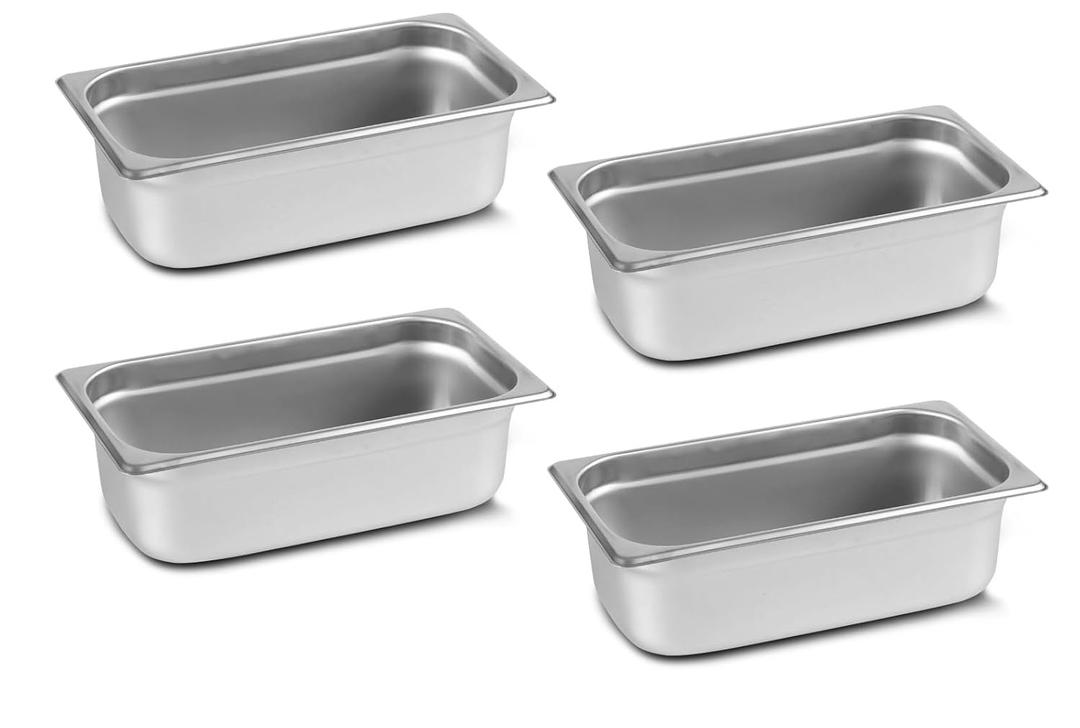 Aplancee 4-Pack Hotel Pans with Lids 1/3 Size x 4 Inch Deep, Commercial Stainless Steel Food Pan Dishwasher Safe for Buffet, Steam Table, Restaurant & Cooking