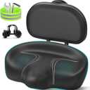 BLUEWIND New Noseless Oversized Bike Seat, Wide Bicycle Saddle Novel Backrest Design for Electric Bike, Universal Fit Exercise Bike or Road Stationary Bike Seat Cushion for Men & Women