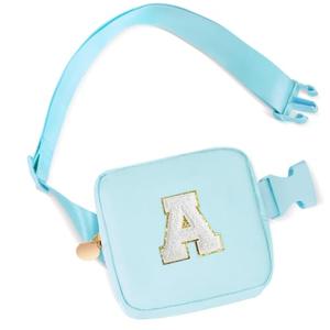 Uygafly Mini Belt Bag Fanny Pack Small Crossbody Bags with Initials Cute Stuff Birthday Gifts for Teenager Girls Trendy Stuff for Teens - A, Blue Bag Set Of 2