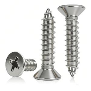 #12 x 3/4 [50 Pack] Flat Head Phillips Drive Self Tapping Screws, Sheet Metal Screws, 304 Stainless Steel (18-8), Corrosion Resistant Screws for Wood, Sheet Metal and More