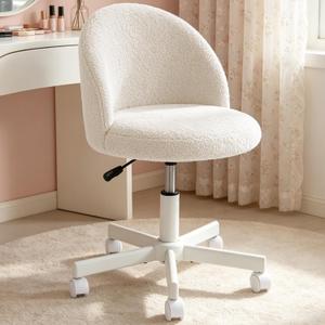 WAYTRIM White Vanity Chair, Girls Desk Chair, Vanity Stool with Back, Rolling Chair, 21.9"D x 21.9"W x 32"H