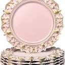 6 Pack Black Charger Plates 13" Round Charger Plates for Dinning Plates with Embossed Rim Plastic Charger for Dinner, Wedding, Elegant Tableware Decor