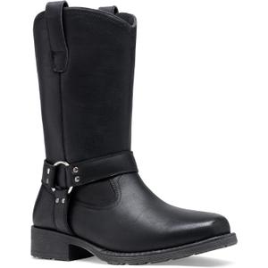 JOUSEN Cowboy Boots for Men Leather Mens Cowboy Boot Motorcycle Western Retro Square Toe Harness Mens Boot (12, Amy8426-black)