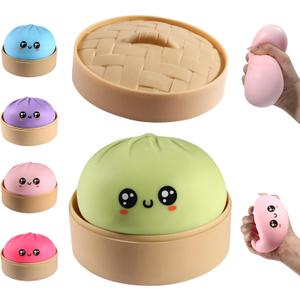 Dumpling Squishy, Dumpling Squishy Mystery Box, Cute Big Squishy Dumpling Stress Ball Fidget Sensory Toy for Adults Anxiety Relief, Novelty Squeeze Ball for Office Desk (Green)