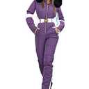 Yousify Womens Winter Onesie Ski Jumpsuits Outdoor Sports Waterproof Snowsuit Removable Faux Fur Collar Coat Jumpsuit L, Purple
