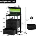 SZLHANJZ Night Stand Set 2 with LED Lights, Bedroom Nightstands with Power Outlet and Type C Port, Bed End Tables with 3 Fabric Drawers, Matching Bedside Tables with Hooks and Shelves, [Black Larger Set, 15.7"D x 17.7"W x 38.6"H (3 Drawers)]