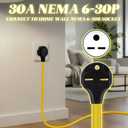 Kanayu 25FT NEMA 6-30P to 14-50R EV Charger Adapter Cord, 30 Amp 240V HVAC to 50 Amp Level 2 EV Charging Power Adaptor Cord, STW 10 AWG/3C, ETL Listed (Not for RV or Dryer)