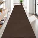 EARTHALL Woven Runner Rug 3x10 Ft Washable Runners for Hallways Long Non Slip Rubber Backed Kitchen Runner Braided Indoor Floor Carpet Runners for Entryway, Hallway, Kitchen, Brown