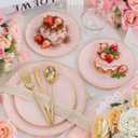 bUCLA 150PCS Pink Plastic Plates - Pink and Gold Disposable Include 25 Each (Dinner & Dessert) Plates, 25 Knives, 25 Forks, 25 Spoons and 25 Cups, Ideal for Party, Wedding & Mother's Day
