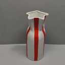 Deco 79 Ceramic Decorative Vase Round Centerpiece Vase with Red Vertical Stripes, Flower Vase for Home Decoration 5" x 5" x 12", White