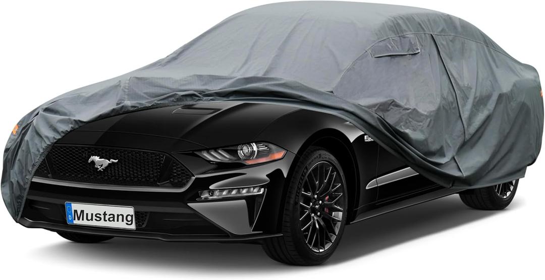 GUNHYI Premium Car Cover Custom Fit Ford Mustang, 16 Layers Heavy Duty Car Cover Waterproof All Weather with Zipper Door for Sun Rain Snow Dust Uv Protection