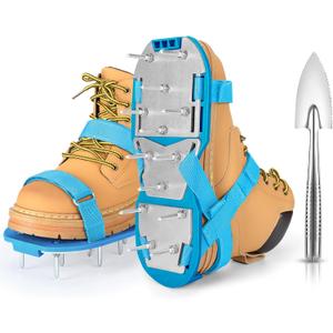 Lawn Aerator Shoes for Grass - Pre-Assembled Grass Aerator Shoes for Lawn - Soil Yard Aerator Tool for Aerating Patio Garden, Blue, Small Size