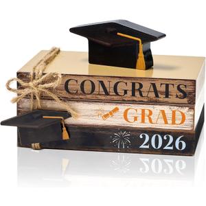 5 Pcs 2026 Graduation Table Decorations, Wooden Graduation Table Centerpieces Decorative Book Set, Congrats Grad Tiered Tray Decor, Farmhouse Congratulate Gifts for Shelf Office Mantle Decor