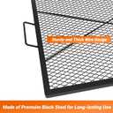 onlyfire Square Fire Pit Grill Grate, Heavy-Duty Steel Grate with Heat-Resistant Coating, Diamond Mesh & X-Marks Design for Outdoor BBQ, Camping, Backyard Gatherings - 30 inch