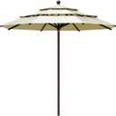 EliteShade USA 10-Year-Non-Fading 11Ft 3 Tiers Market Umbrella Patio Outdoor Cylinder Auto Push-up Table Umbrella with Ventilation, Natural