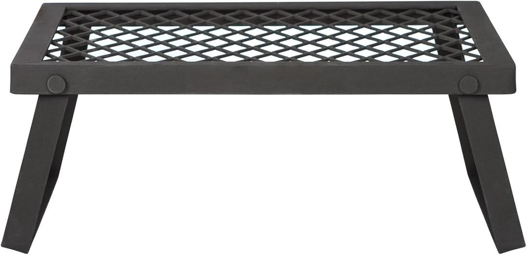 Amazon Basics Heavy-Duty Portable Camping Grill Grate for Outdoor Open Flame Cooking, Foldable, Sturdy, 15.9" x 12.2", Black