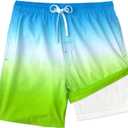 Boys Swim Trunks Zipper Pockets Compression Liner Anti Chafe Swimsuit Bathing Beach Shorts Surf Quick Dry UPF 50+ (Size 18-20)