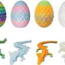 2 x 3D Printed Dragon Eggs with Mini Articulated Crystal Dragons Inside - 7in Multicolor Fantasy Decor, Collectible Figurines for Kids & Adults - Perfect Christmas Ornament & Easter Basket Gift (4PCS-02)