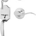 Goldenwarm Front Door Handle and Deadbolt Set, Brushed Nickel Front Door Lock Set with Reversible Handle Lever, Classic Front Door Hardware, Single Cylinder Front Door Entry Lock (1 Pack)