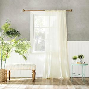 Archaeo 100% Cotton Sheer Curtain, 50" x 96, Cream