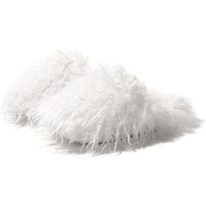 Fuzzy Plush Women's House Slipper Cozy Non-slip Bedroom Slipper for Women Furry Indoor Outdoor House Shoes (6-7, White)