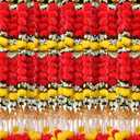 5 PC - 5 feet Marigold Garland with Bells Indian Diwali Decoration Dia De Los Muertos Day of Dead Wedding Decoration Faux Garlands Mantle Decoration (Red)