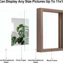 Egofine 11x14 Floating Frames Set of 2, Double Plexiglass Picture Frame, Made of Solid Wood Display Any Size Photo up to 11x14, Wall Mount or Tabletop Standing, Brown