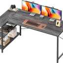 Huuger L Shaped Desk, 55 Inches Computer Desk with Reversible Storage Shelves, for Gaming Corner Home Office Writing Study, Metal Frame, Gray