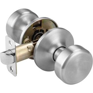 Brushed Nickel Door Knobs, Pismo Door Knob with Lock, Privacy Door Handles Interior for Bath & Bed