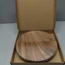 Round 11.8" Acacia Wood Decorative Tray – Farmhouse Wood Riser Pedestal Stand for Kitchen and Bathroom Decor, Counter Display, Vanity Tray (Large, 11.8" Dia)