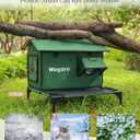 Large Heated Cat House for Outside with Dampless Deck, Highly Elevated, Exit-Only Door, Waterproof Insulated Outdoor Cat Shelter for Feral Stray Barn Cat
