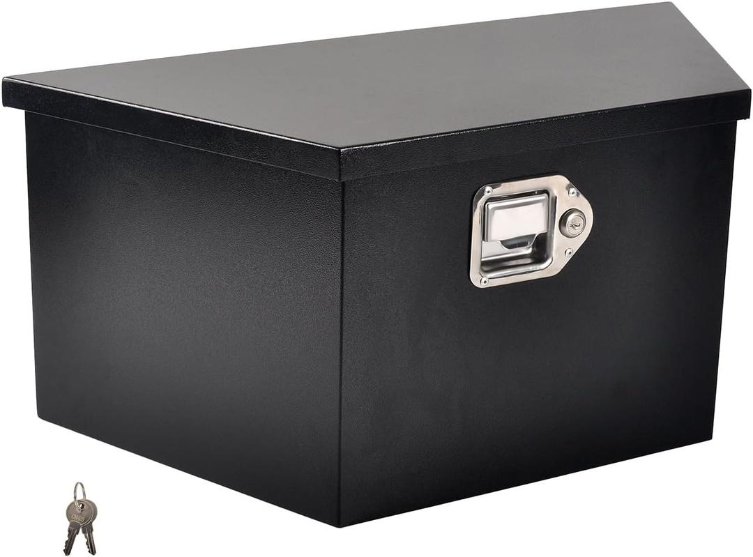 Black Steel Trailer Tongue Truck Box for Trucks Trailers RV ATV Pickup Trucks Flatbeds - 26 x 13.3 x 12 Inch