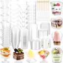 Remerry 296 Pack Plastic Dessert Cups with Lids and Spoons Toothpicks 2/3/4/5/6 oz 8 Styles Clear Mini Appetizer Cups Disposable for Serving Fruit Ice Cream Pudding Weddings Party(Classic Style)