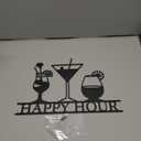 Funrous Bar Signs Wall Decor Happy Hour Sign Art Metal Bar Decorations Vintage Drinks Decorative Drink Plaques for Home Open Pub Decor(Black)