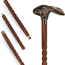 Decorative Walking Cane Antique Brass Handle Walking Stick 3-Folding Design, 36 Inch Size, and Natural Wood Craftsmanship for Sone World Style and Comfort, Medium, Brown, RTN-02