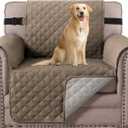 H.VERSAILTEX Water Repellent Chair Slipcover Reversible Stain and Dog Tear Resistant Slipcover Durable Furniture Protector with Elastic Strap Washable Chair Cover for Pet(Armchair, Taupe Brown/Beige)