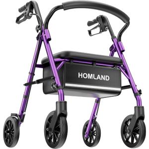 HOMLAND Foldable Walkers for Seniors with Seat, 16lb Light Rollator Walkers