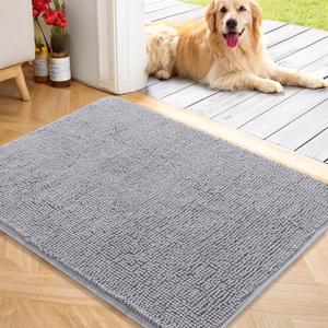 OLANLY Dog Door Mat for Muddy Paws 40x32, Absorbs Moisture and Dirt, Absorbent Non-Slip Washable Doormat, Quick Dry Chenille Mud Mat for Dogs, Entry Indoor Entryway Carpet for Inside Floor, Light Grey OLANLY Dog Door Mat for Muddy Paws 40x32, Absorbs Moisture and Dirt, Absorbent Non-Slip Washable Doormat, Quick Dry Chenille Mud Mat for Dogs, Entry Indoor Entryway Carpet for Inside Floor, Light Grey