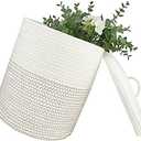 Yimi's Dream Woven Basket with Lid, Decorative Rope Storage Baskets for Organizing, medium Baskets for Baby, Kids, Toys, Blanket, Woven Baskets for Storage (White & Blacksuture, 12D x 13.5H inch)