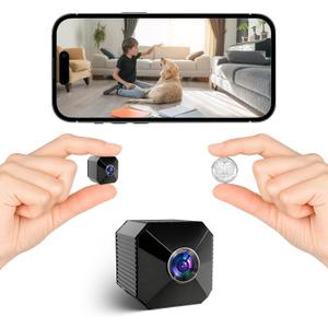 2026 Upgraded 4K Mini Wireless Security Camera, 6H Battery – Small Wireless Indoor Nanny Cam with No-Glow Night Vision, Motion Alerts, Home/Office Security Camera with Dual Storage