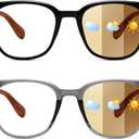 Karsaer 2 Pcs Photochromic Sunglasses Day Night Use Blue Light Blocking Computer Glasses for Men Women with Wooden Temples