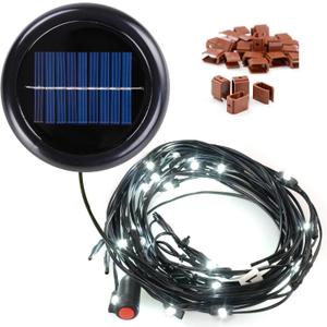 Yescom 30 LED Solar String Light Cool White for 6-Rib 8 ft 9 ft Outdoor Patio Wooden Umbrella with Plastic Clips