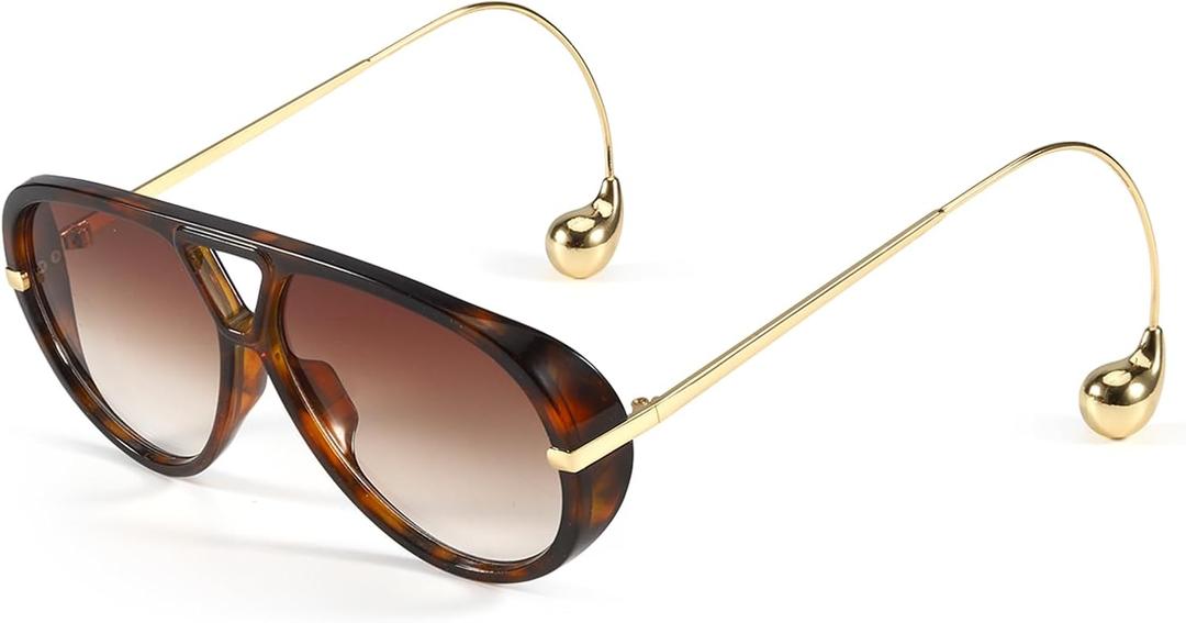 SODQW Oversized Aviator Sunglasses for Women With Earrings Trendy Large Big XL Size 2026 Designer Ladies Shades