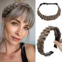 CJL HAIR 2PCs Braided Headbands Hair Piece for Women Synthetic Hair Hoops Head Bands Handmade Braid Hairband Accessories Elastic Stretch Headwrap Middle Grey