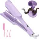 CHIKYO Curling Iron Hair Crimper Waver, 1.25 Inch Rovy Wave Curling Iron with Anti-Scald, Ionic Deep Waver Hair Curling Wand with Ceramic 2 Barrel for Women, 32mm Beach Waver with 30 Min Auto Shut Off