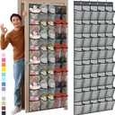Windyun 40 Over The Door Shoe Organizer, Large Mesh Pocket Hanging Shoe Rack Hanger Large Capacity Gray Behind The Door Storage Holder for Dorm College Closet Entryway Bedroom Utility Room Women Men